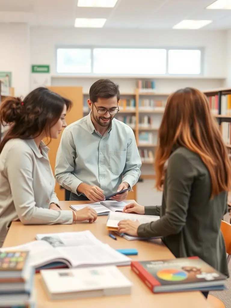 A photograph of a librarian assisting a visitor with research, highlighting the personalized support and guidance offered by the library staff to help users navigate the library's resources and conduct effective research.